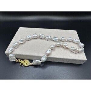 20” White Big Baroque Pearl Necklace Nautical |Statement Ocean Inspired Choker